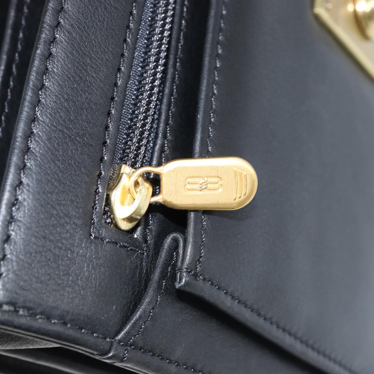 BALENCIAGA Clutch Bag Leather Black Gold Auth 172150