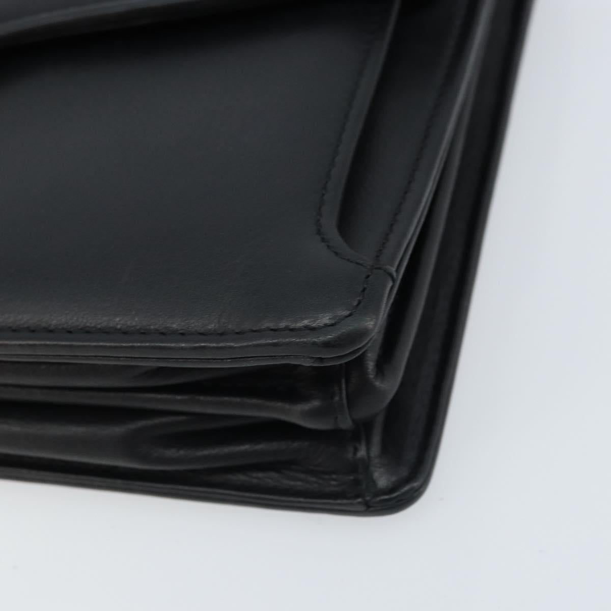 BALENCIAGA Clutch Bag Leather Black Gold Auth 172150