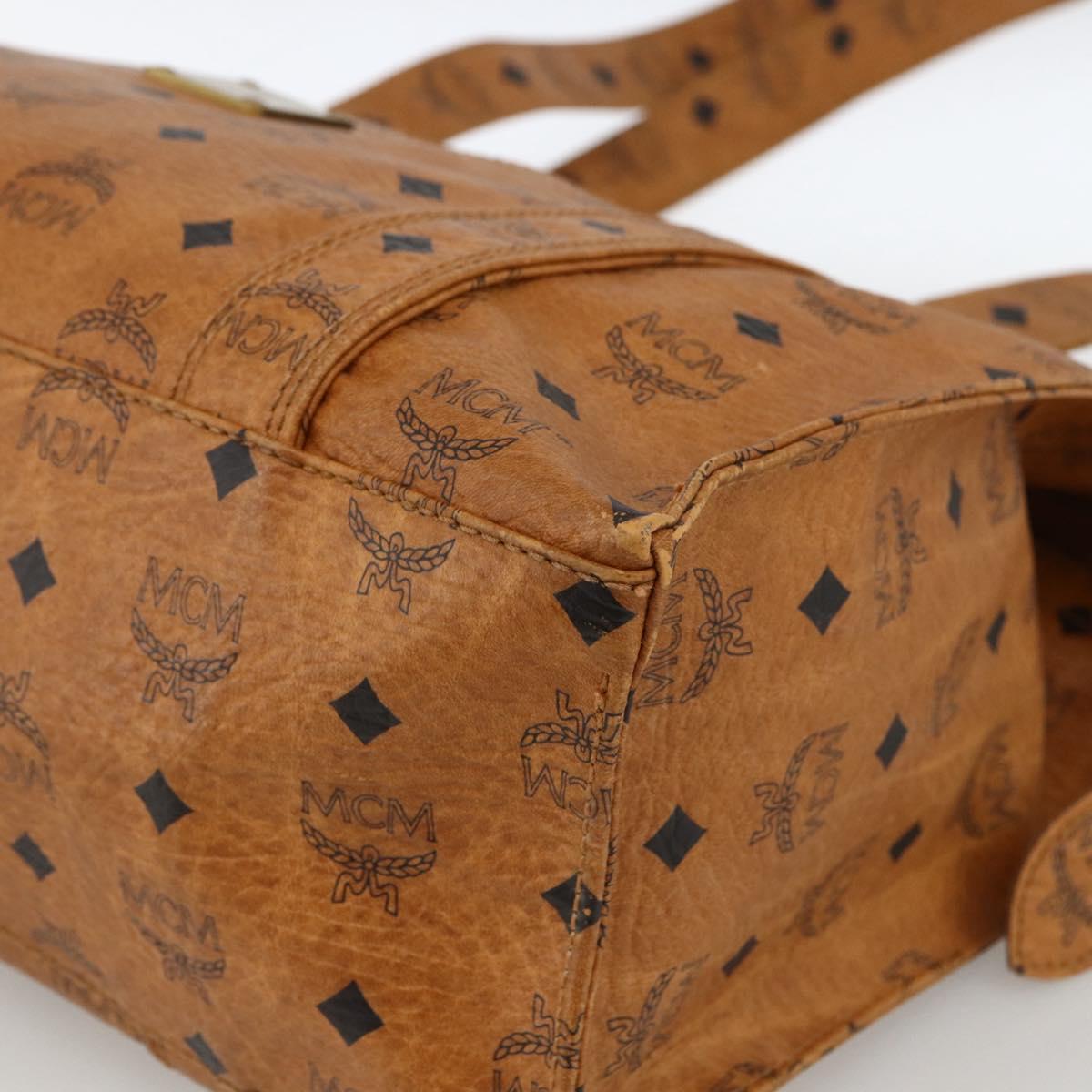 MCM Vicetos Logogram Shoulder Bag PVC Leather Brown Gold Auth 172151