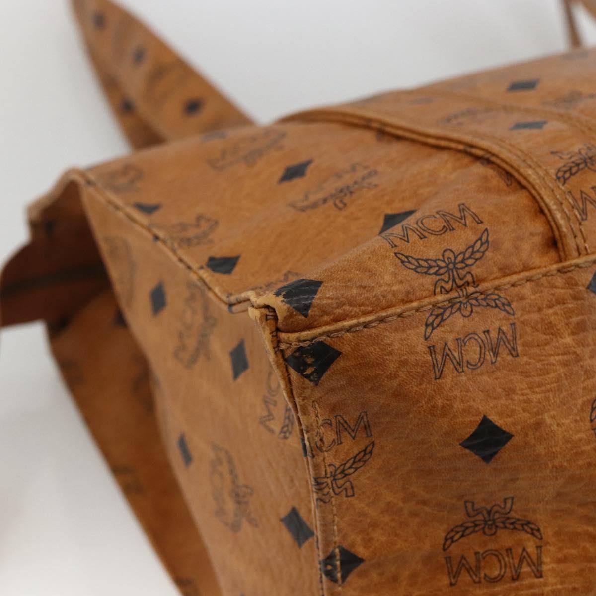 MCM Vicetos Logogram Shoulder Bag PVC Leather Brown Gold Auth 172151