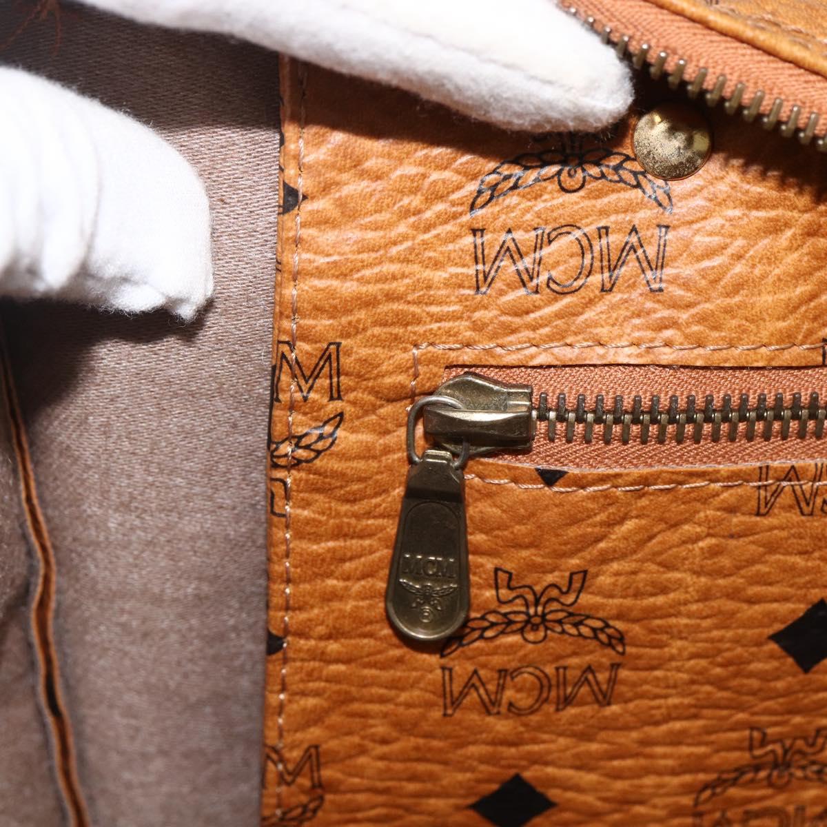 MCM Vicetos Logogram Shoulder Bag PVC Leather Brown Gold Auth 172151