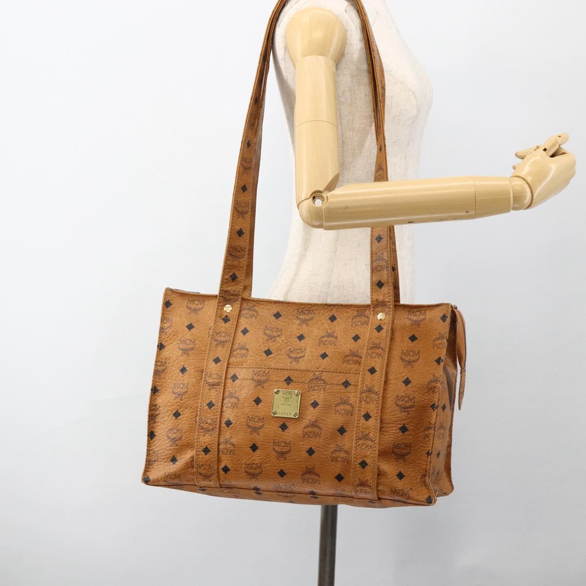 MCM Vicetos Logogram Shoulder Bag PVC Leather Brown Gold Auth 172151