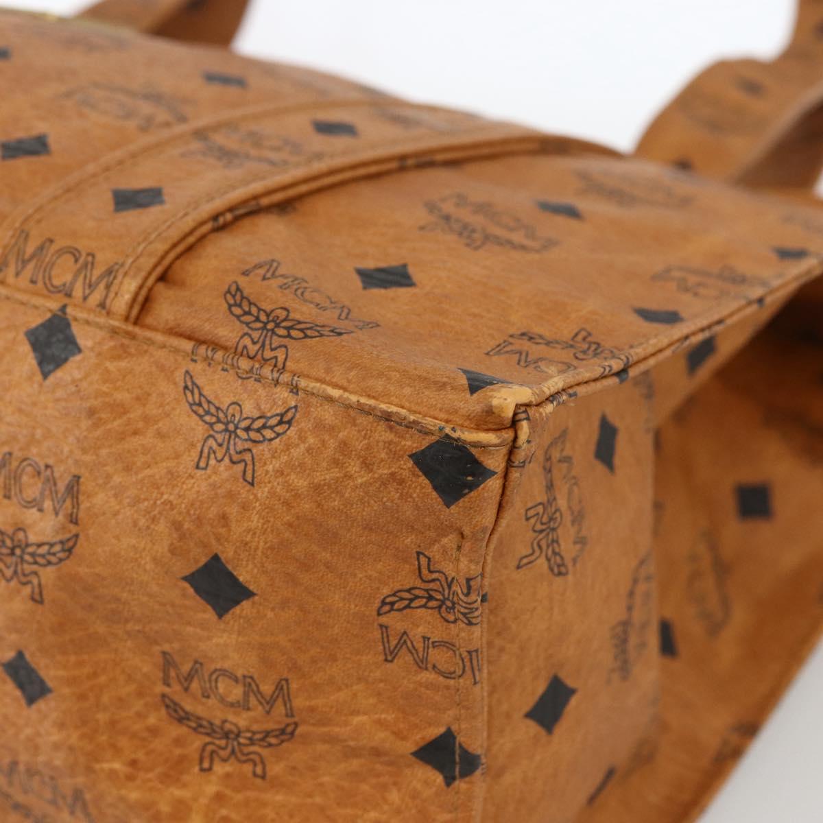 MCM Vicetos Logogram Shoulder Bag PVC Leather Brown Gold Auth 172152