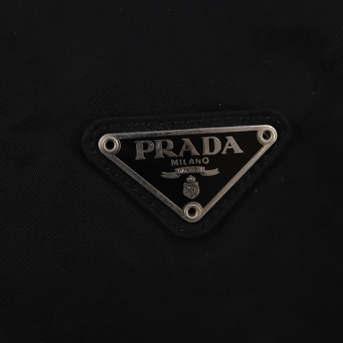 PRADA Boston Bag Nylon 2way Black Silver Auth 172154