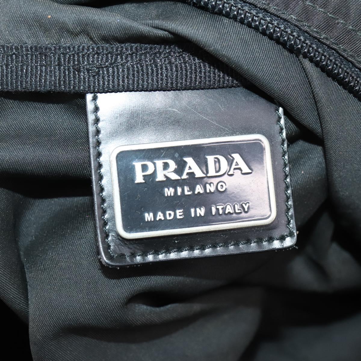 PRADA Boston Bag Nylon 2way Black Silver Auth 172154