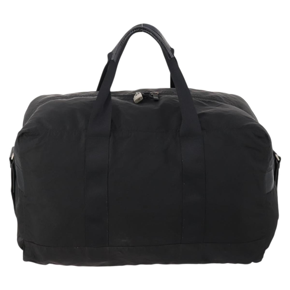 PRADA Boston Bag Nylon 2way Black Silver Auth 172154