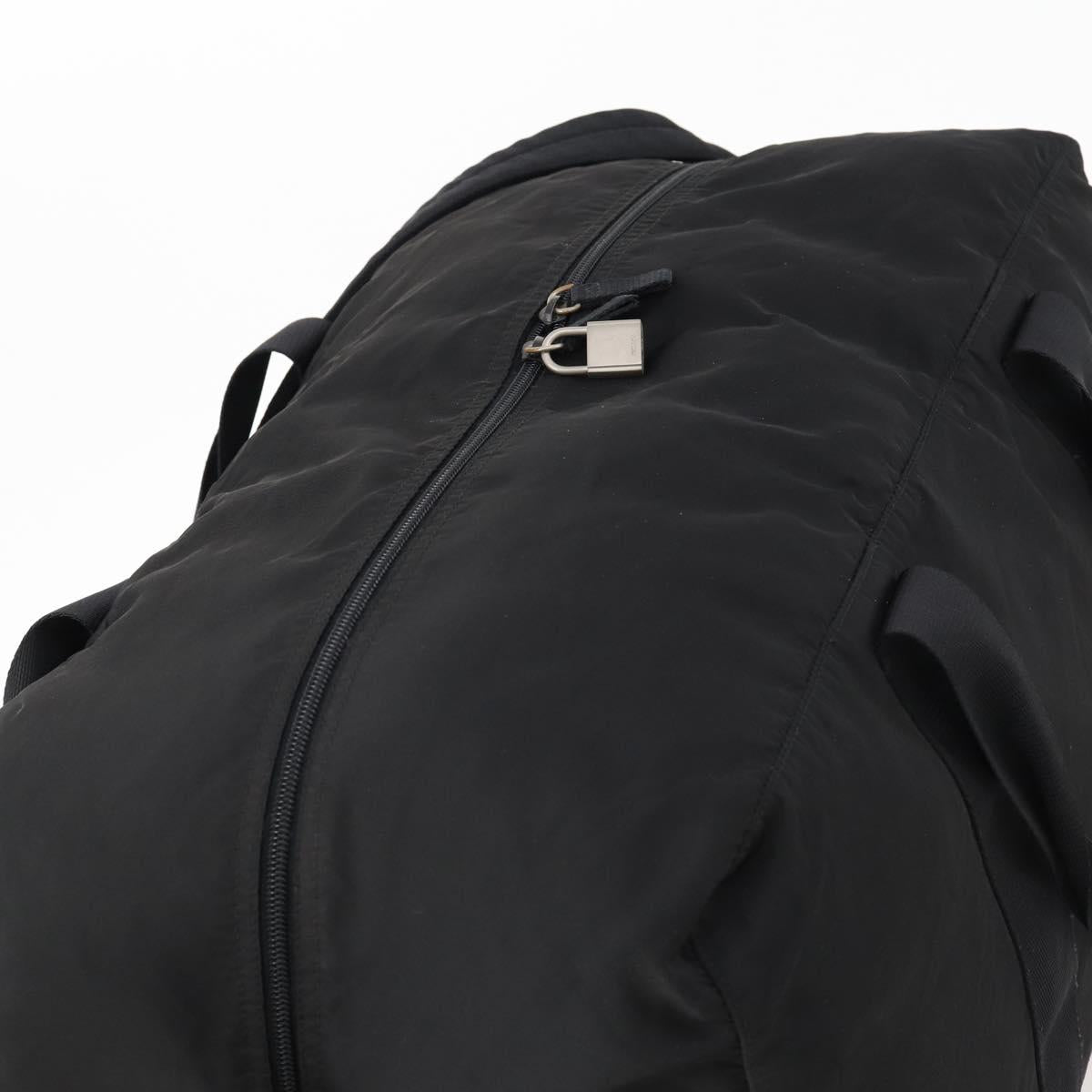 PRADA Boston Bag Nylon 2way Black Silver Auth 172154