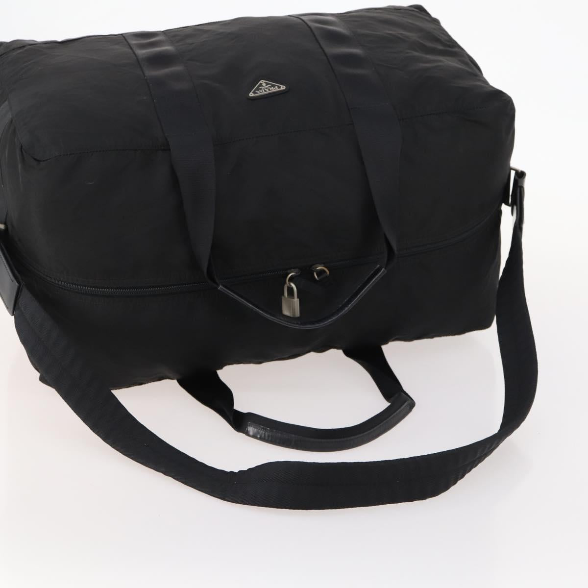 PRADA Boston Bag Nylon 2way Black Silver Auth 172154