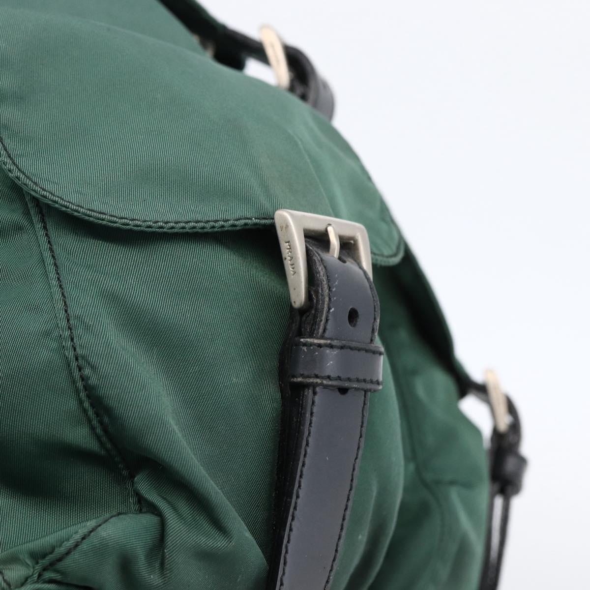 PRADA Backpack Nylon Green Silver Auth 172160