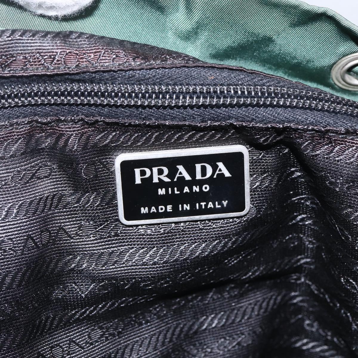 PRADA Backpack Nylon Green Silver Auth 172160