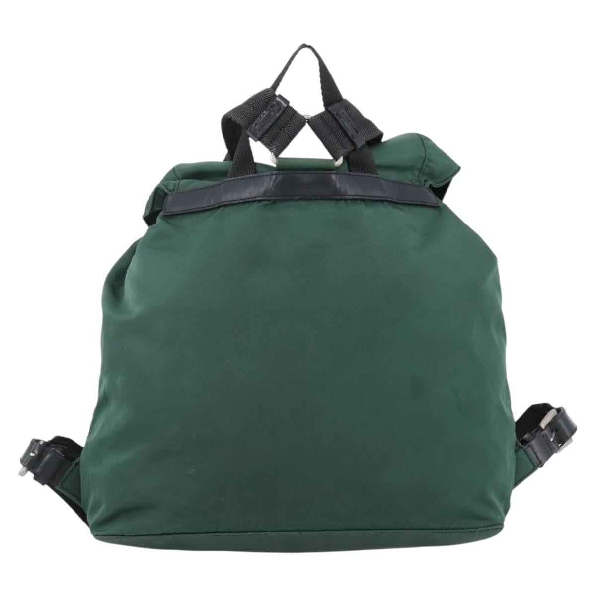 PRADA Backpack Nylon Green Silver Auth 172160