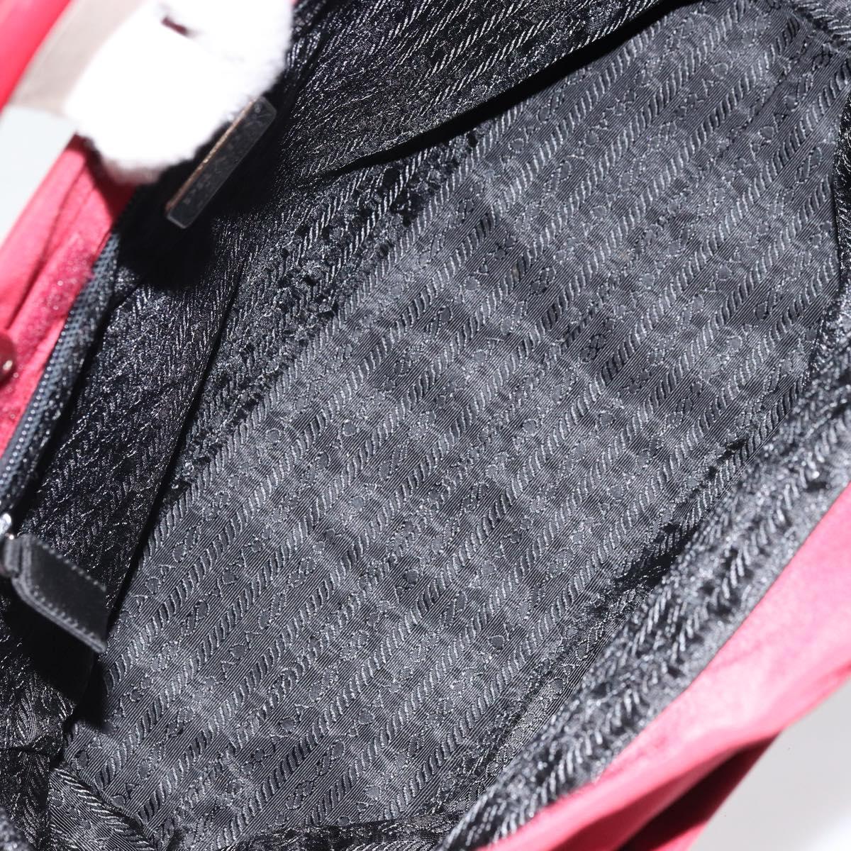 PRADA Hand Bag Nylon Red Silver Auth 172162