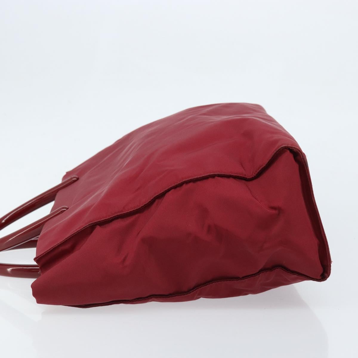 PRADA Hand Bag Nylon Red Silver Auth 172162