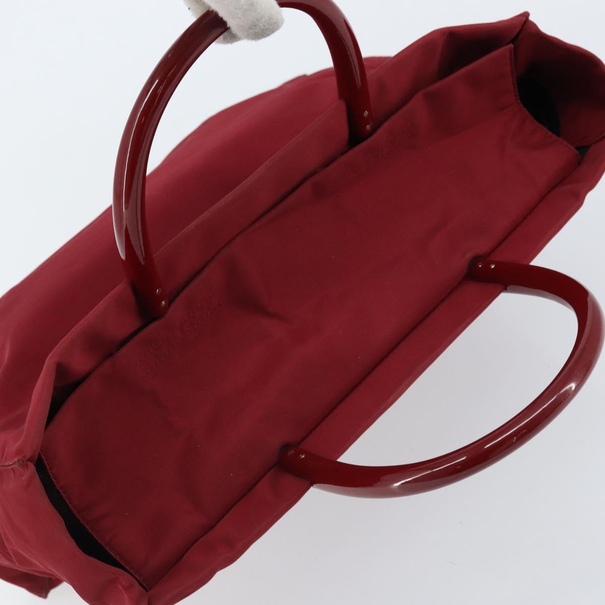 PRADA Hand Bag Nylon Red Silver Auth 172162