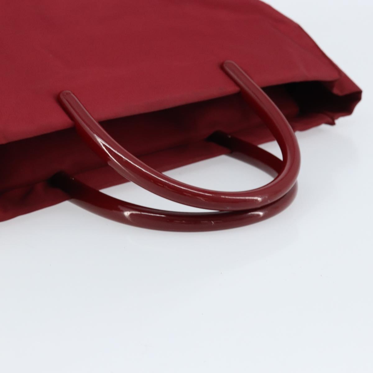 PRADA Hand Bag Nylon Red Silver Auth 172162