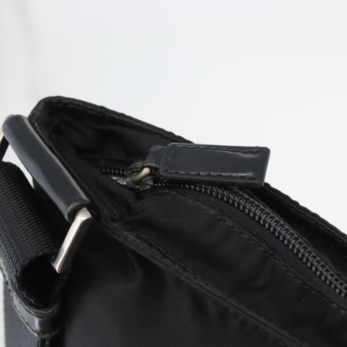 PRADA Shoulder Bag Nylon Silver Black Auth 172164A
