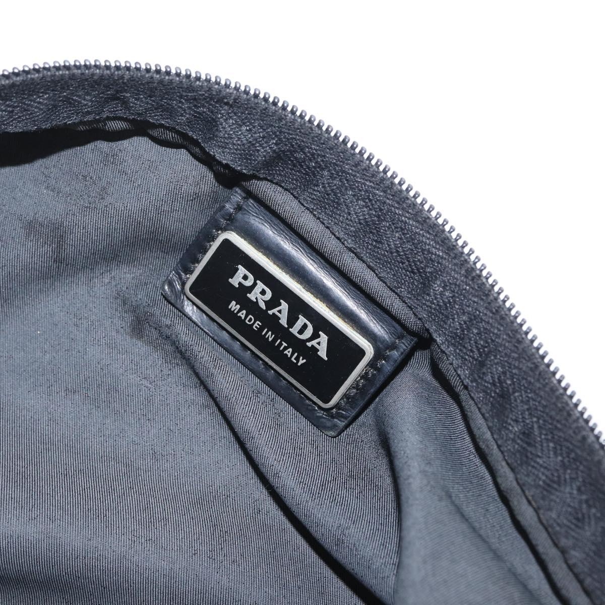 PRADA Shoulder Bag Nylon Silver Black Auth 172164A