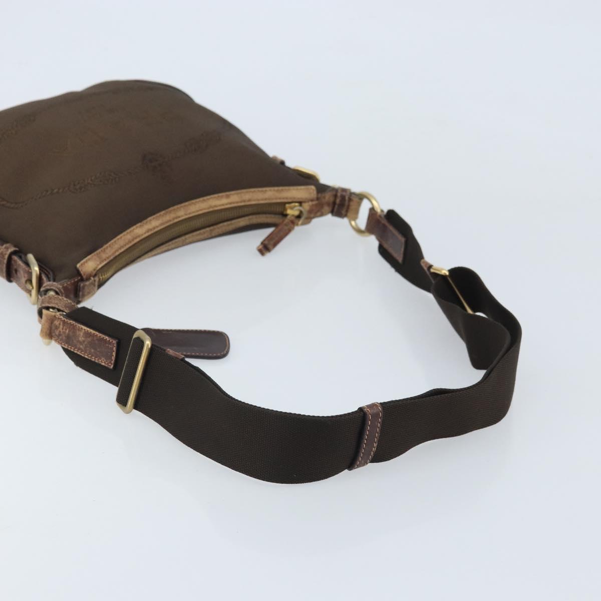 PRADA Shoulder Bag Canvas Brown Gold Auth 172166