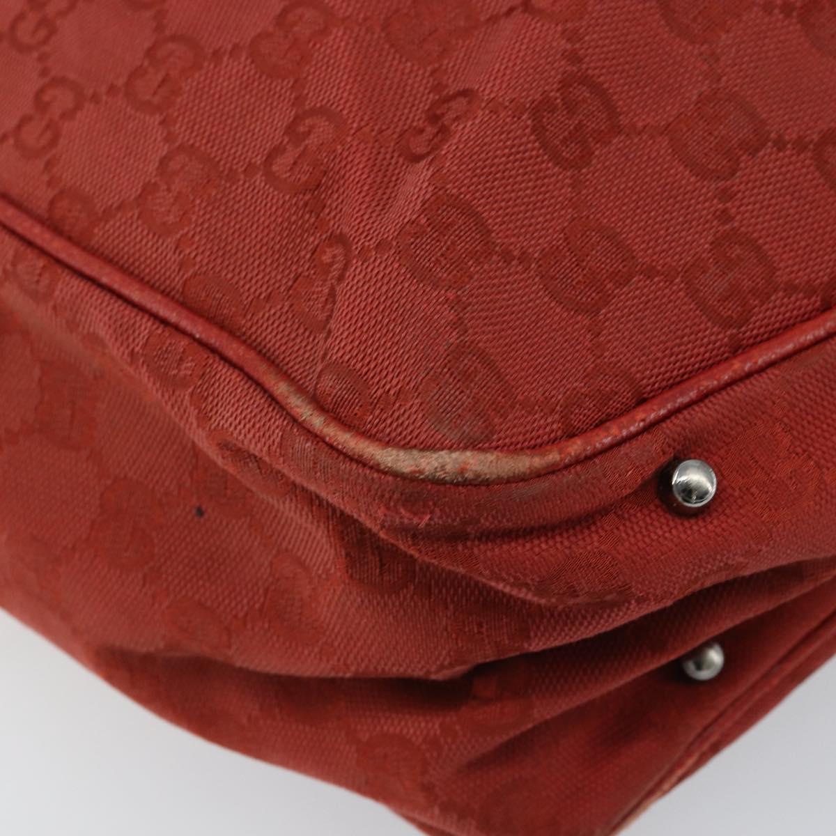 GUCCI GG Canvas Hand Bag Red Silver 113017 Auth 172168