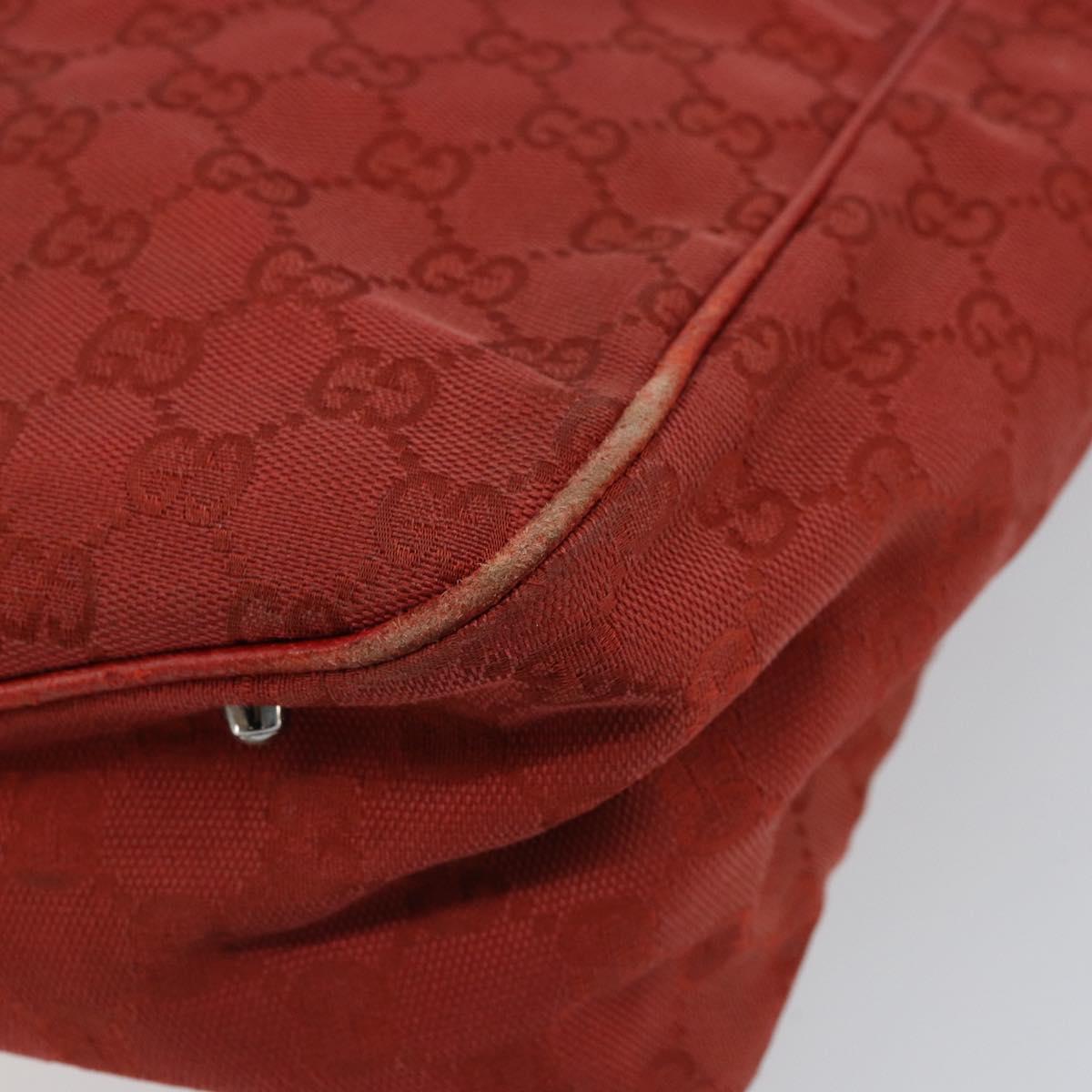 GUCCI GG Canvas Hand Bag Red Silver 113017 Auth 172168