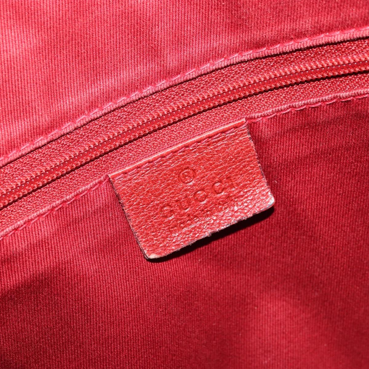 GUCCI GG Canvas Hand Bag Red Silver 113017 Auth 172168