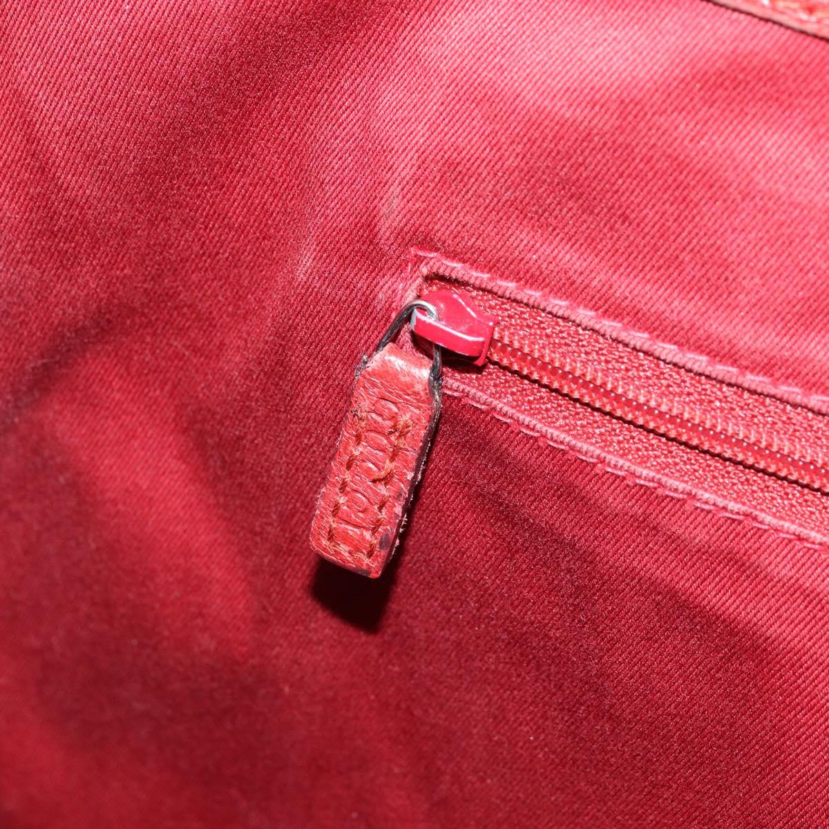 GUCCI GG Canvas Hand Bag Red Silver 113017 Auth 172168