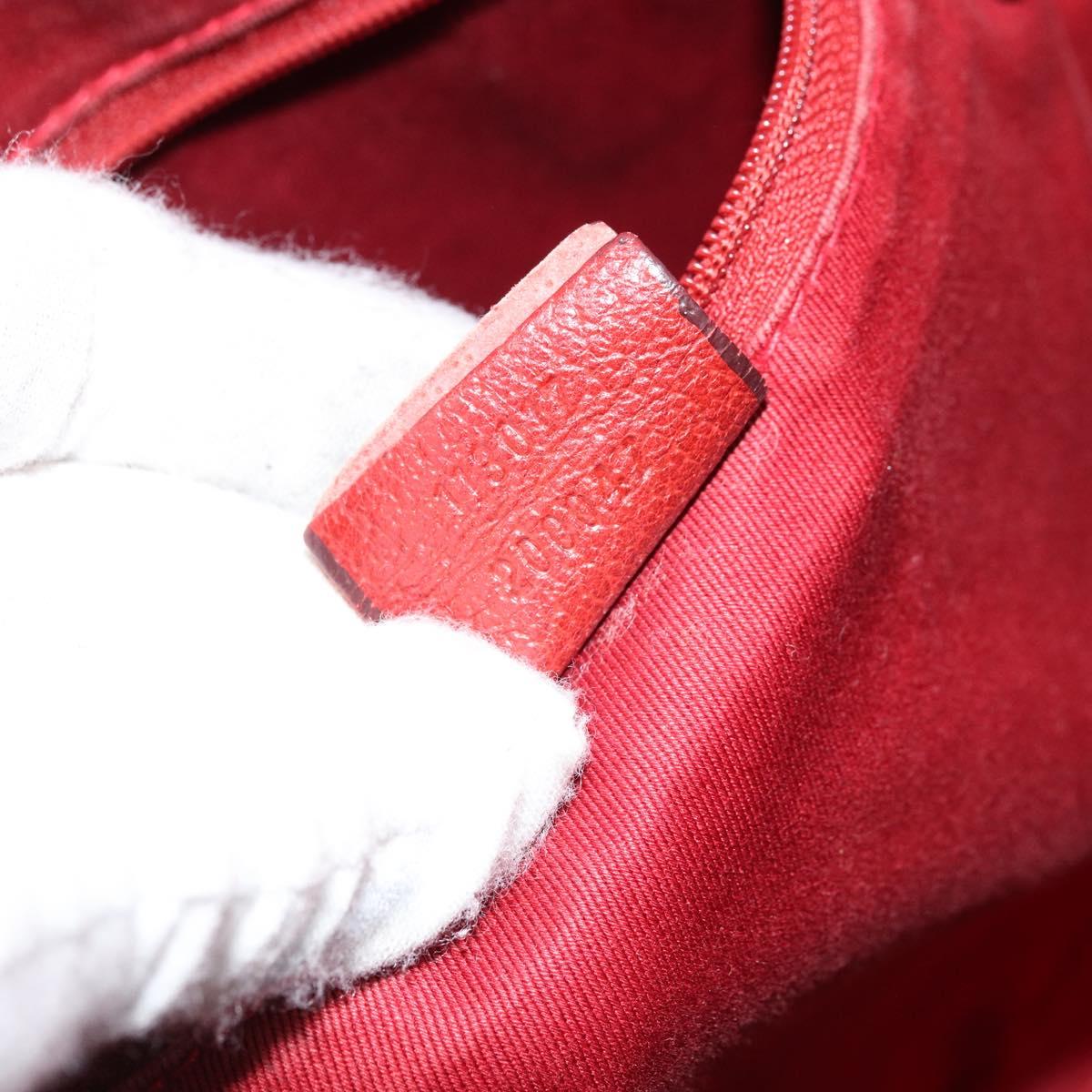 GUCCI GG Canvas Hand Bag Red Silver 113017 Auth 172168