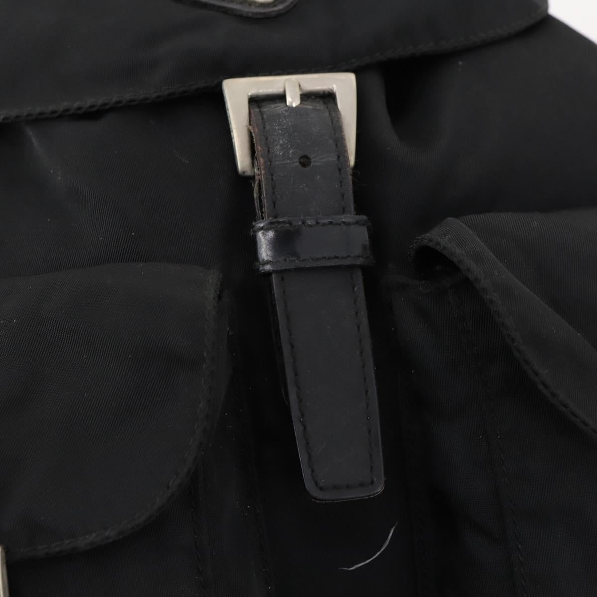PRADA Backpack Nylon Silver Black Auth 172169