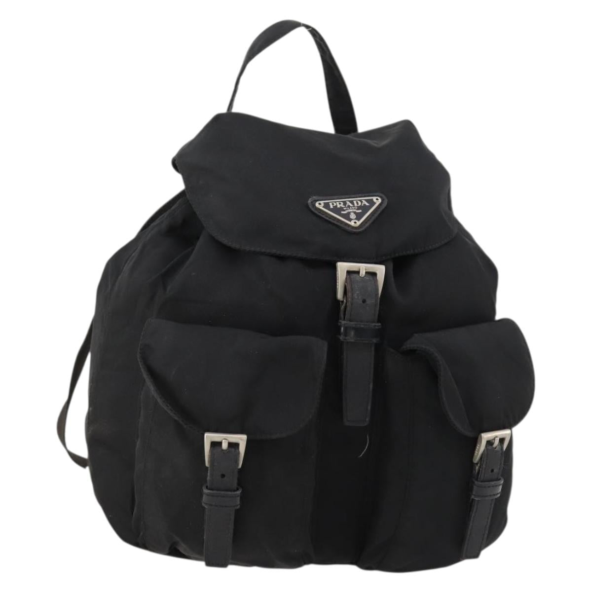 PRADA Backpack Nylon Silver Black Auth 172169