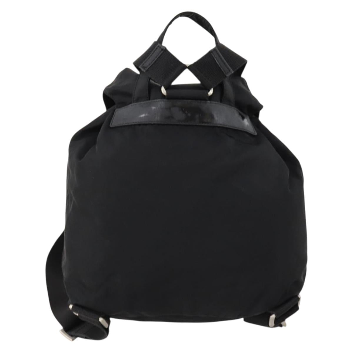 PRADA Backpack Nylon Silver Black Auth 172169