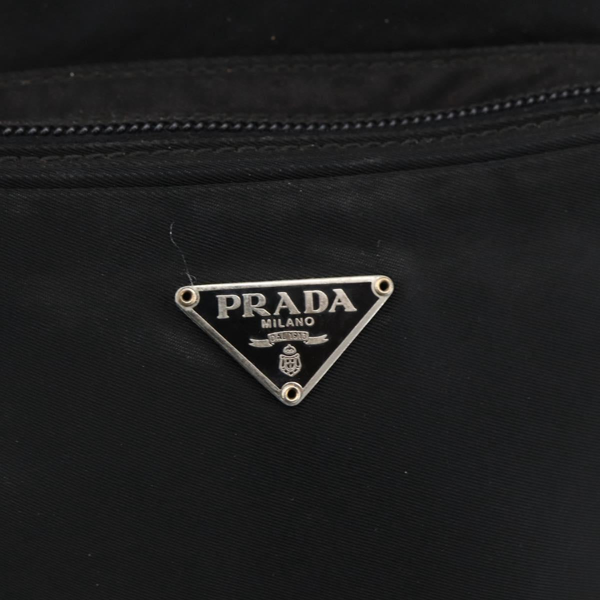 PRADA Shoulder Bag Nylon Silver Black Auth 172170
