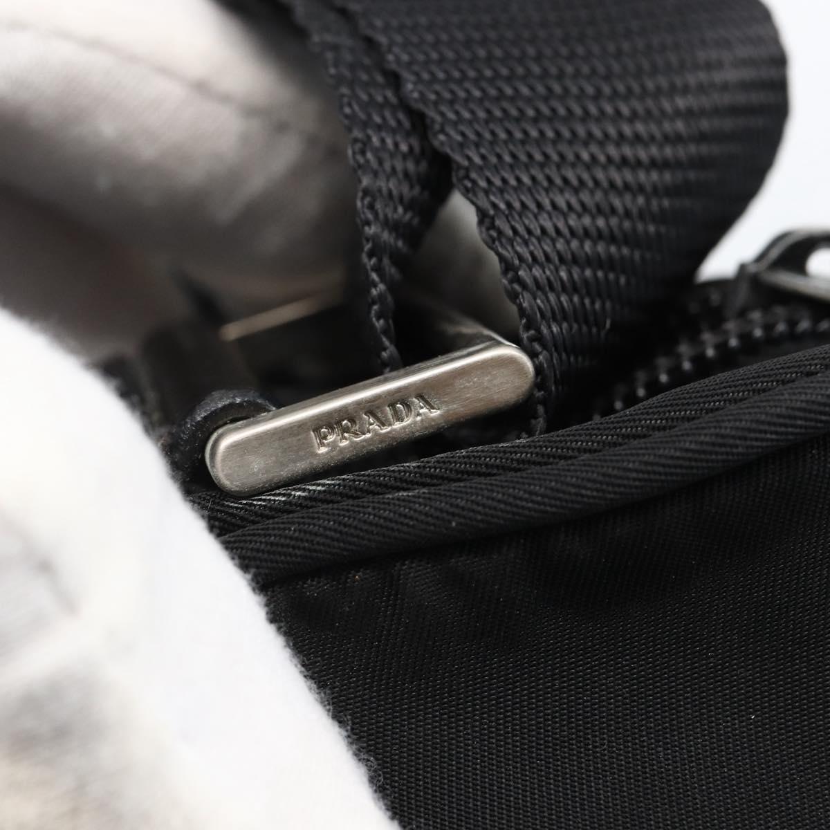PRADA Shoulder Bag Nylon Silver Black Auth 172170