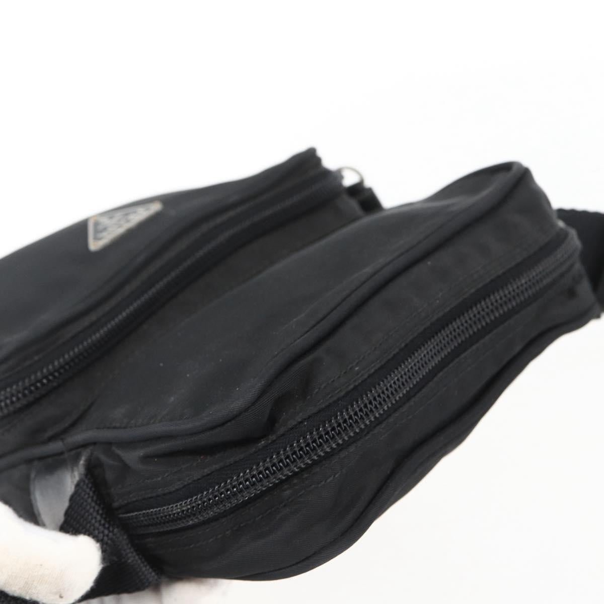 PRADA Shoulder Bag Nylon Silver Black Auth 172170