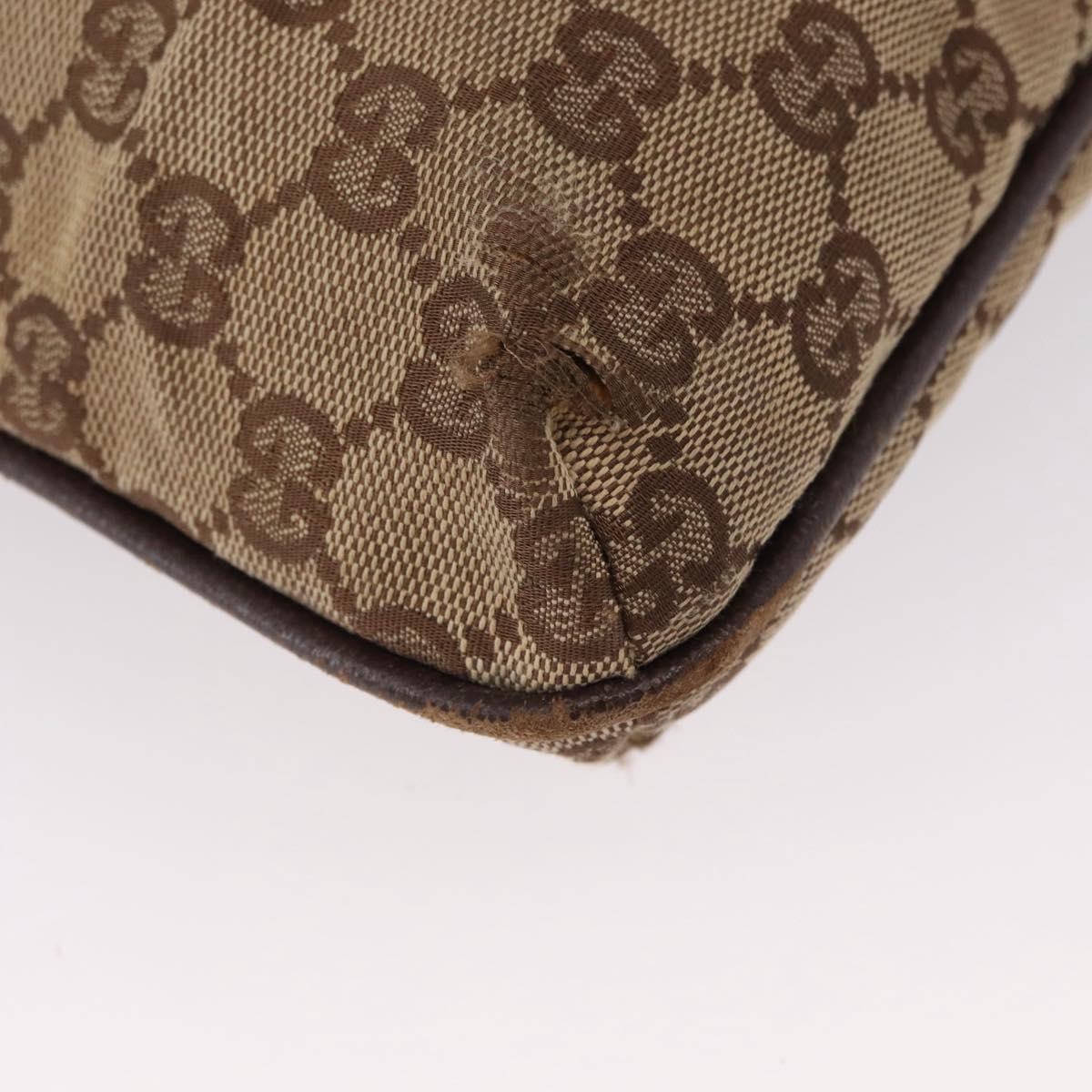 GUCCI GG Canvas Shoulder Bag Beige Silver 122793 Auth 172173