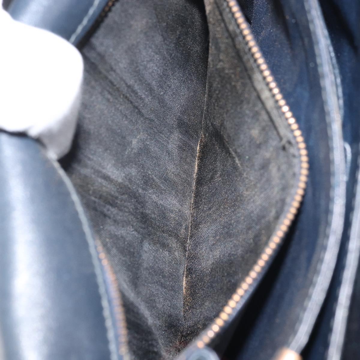 CELINE C Sulky Shoulder Bag Canvas Navy Gold Auth 172177