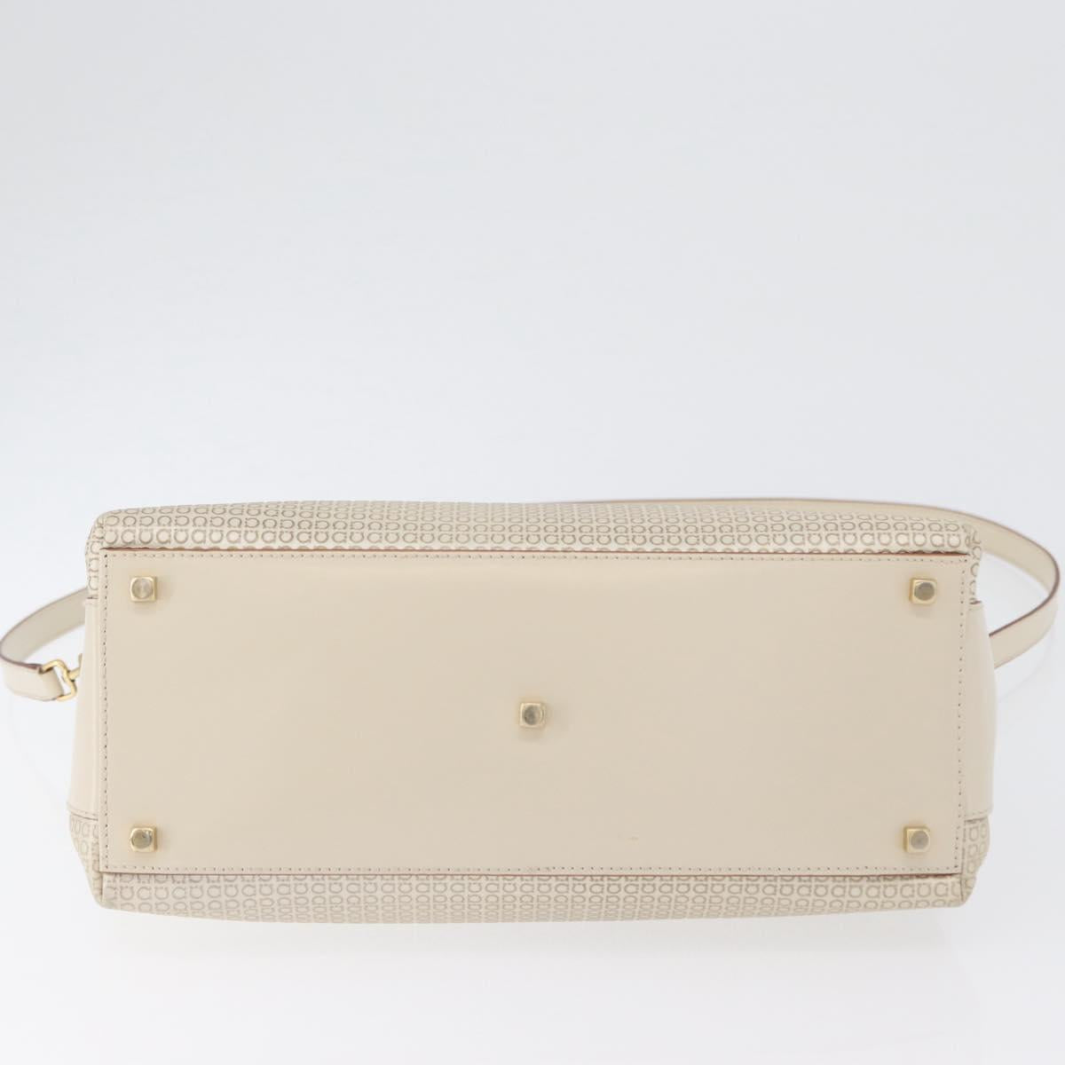 Salvatore Ferragamo Gancini Hand Bag Leather 2way Ivory Gold Auth 172181