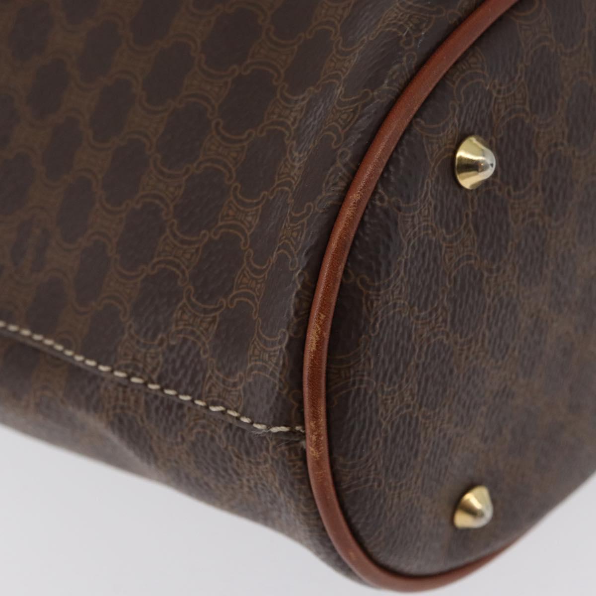 CELINE Macadam Canvas Tote Bag PVC Leather Brown Gold Auth 172185