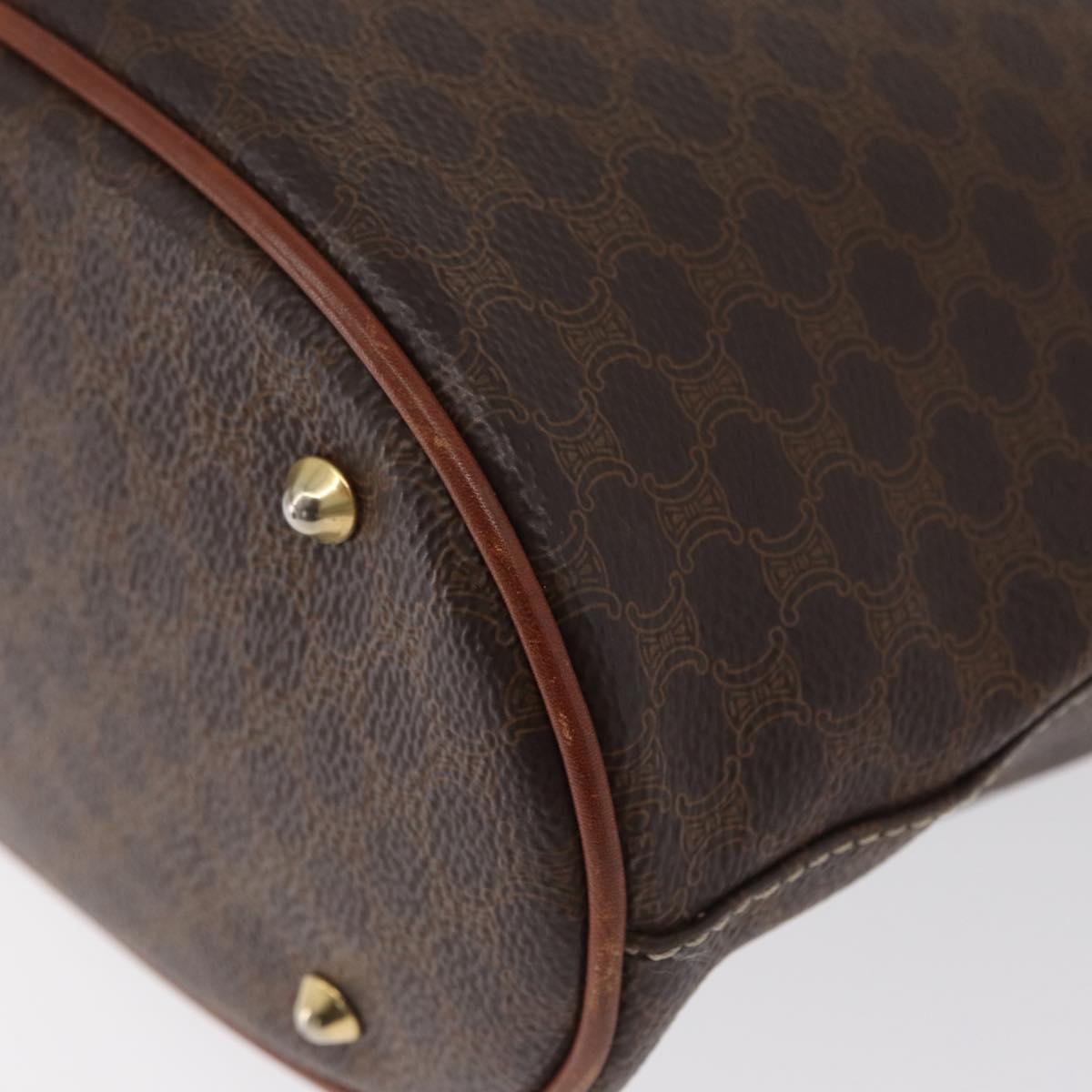CELINE Macadam Canvas Tote Bag PVC Leather Brown Gold Auth 172185