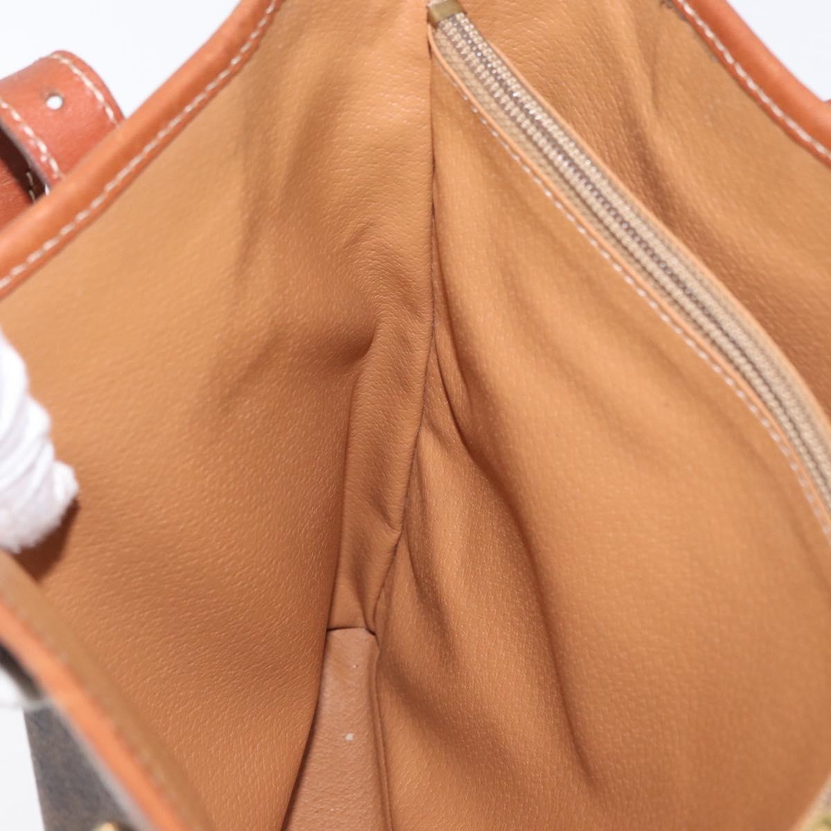 CELINE Macadam Canvas Tote Bag PVC Leather Brown Gold Auth 172185