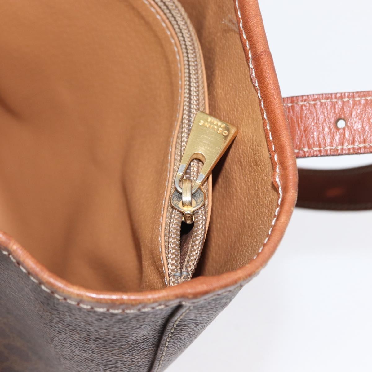 CELINE Macadam Canvas Tote Bag PVC Leather Brown Gold Auth 172185