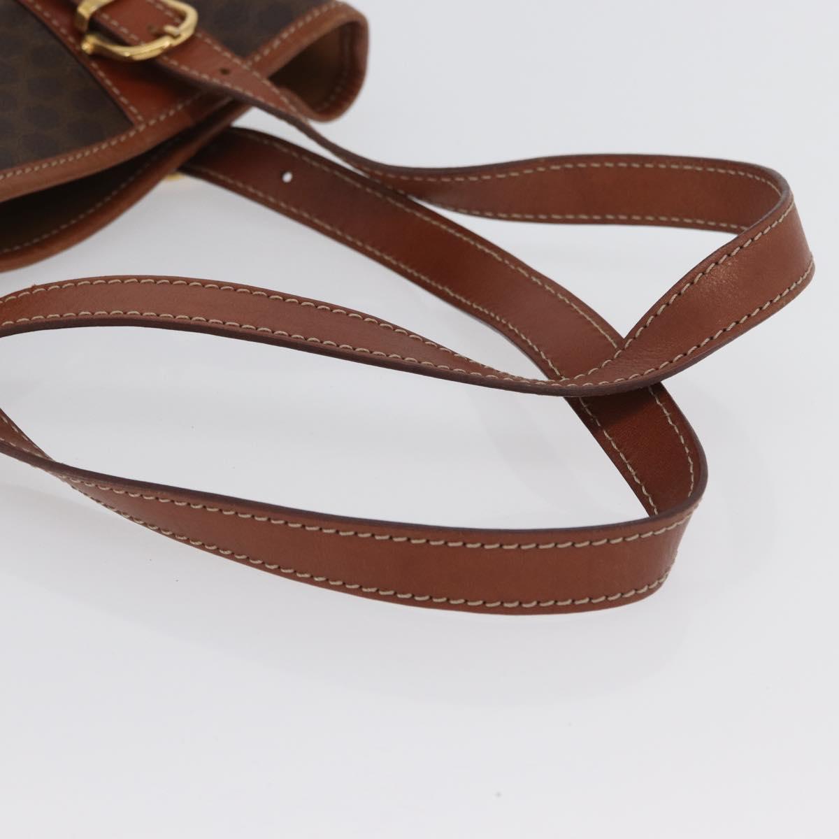 CELINE Macadam Canvas Tote Bag PVC Leather Brown Gold Auth 172185