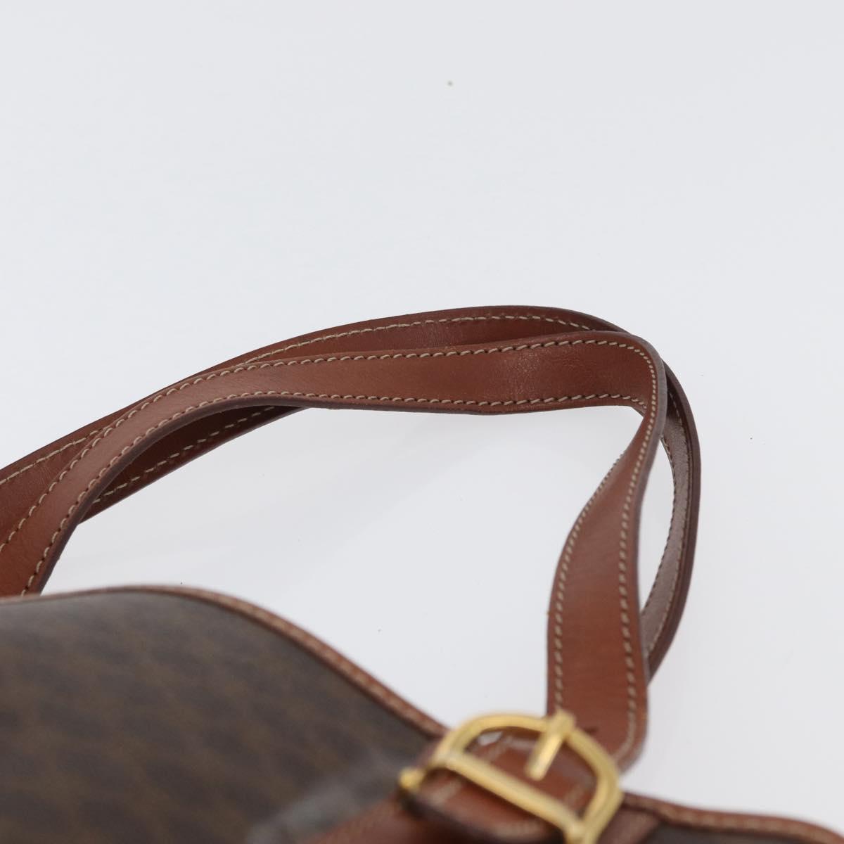 CELINE Macadam Canvas Tote Bag PVC Leather Brown Gold Auth 172185