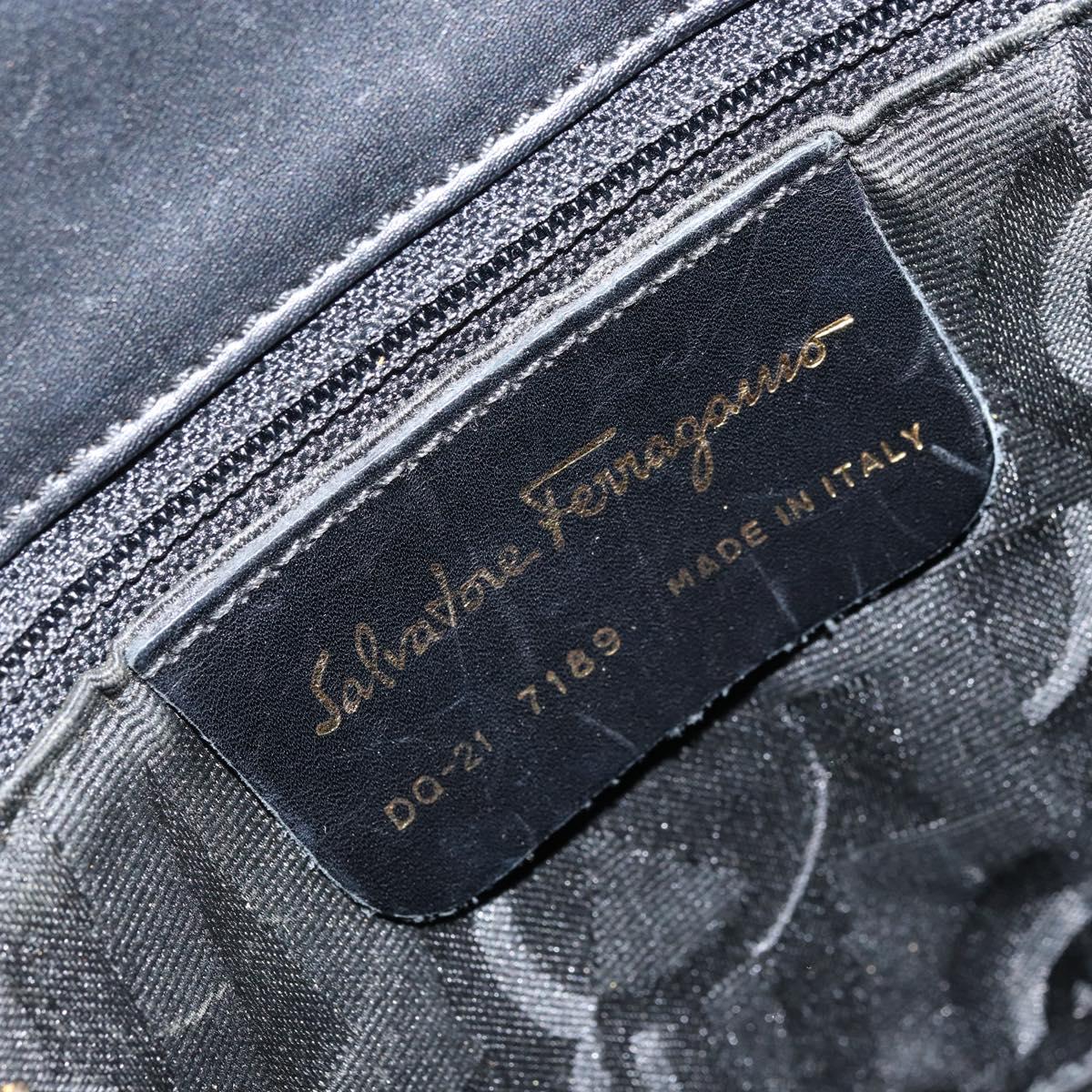 Salvatore Ferragamo Tote Bag Leather Black Gold Auth 172187