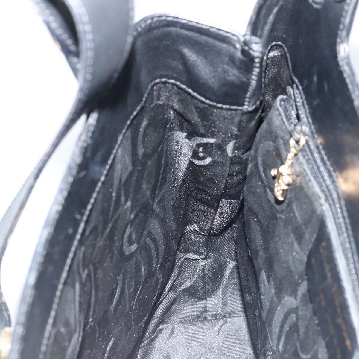 Salvatore Ferragamo Tote Bag Leather Black Gold Auth 172187