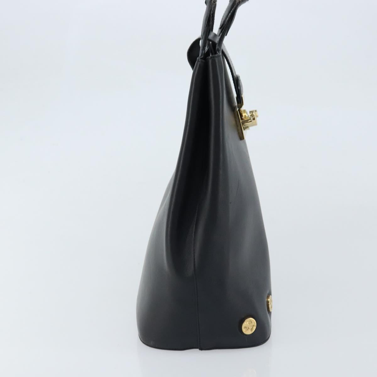 Salvatore Ferragamo Tote Bag Leather Black Gold Auth 172187