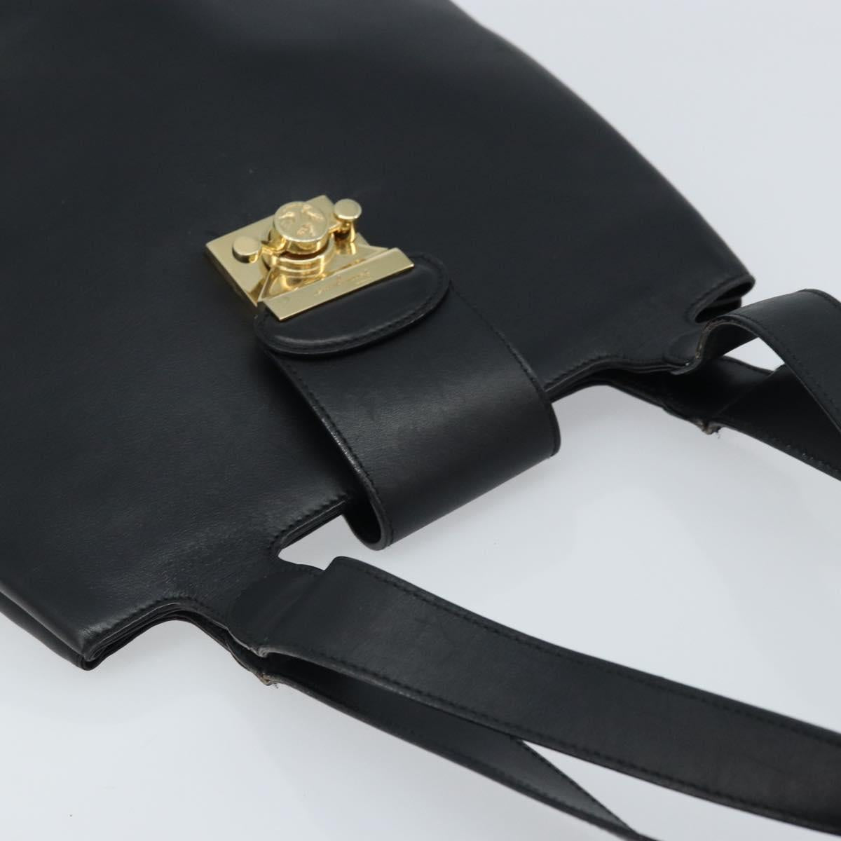 Salvatore Ferragamo Tote Bag Leather Black Gold Auth 172187