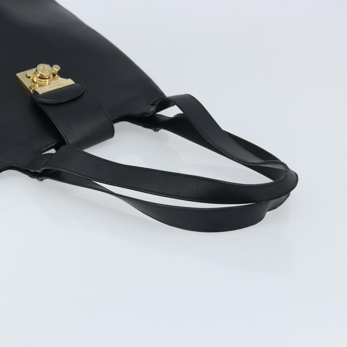 Salvatore Ferragamo Tote Bag Leather Black Gold Auth 172187