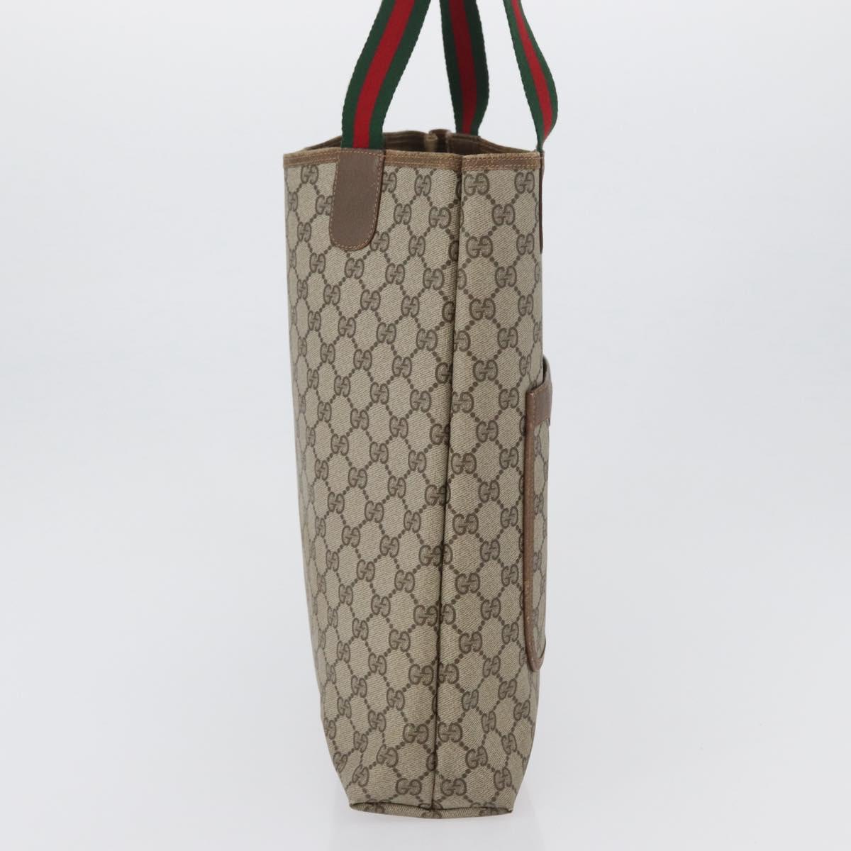 GUCCI GG Supreme Web Sherry Line Tote Bag PVC Beige Red 39 02 003 Auth 172201