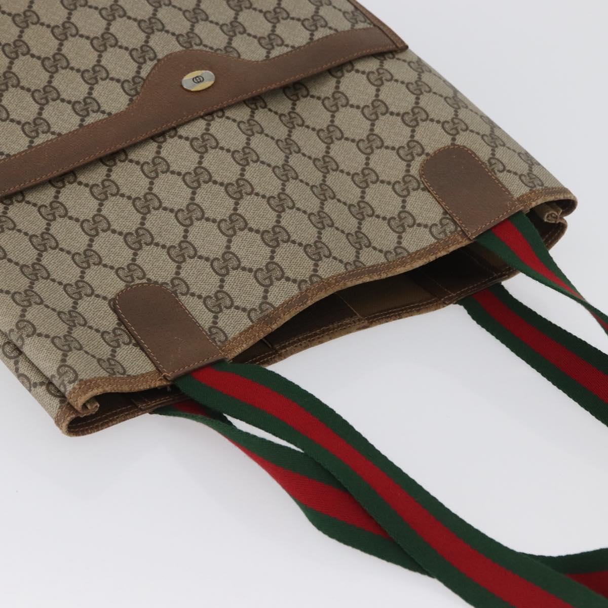GUCCI GG Supreme Web Sherry Line Tote Bag PVC Beige Red 39 02 003 Auth 172201
