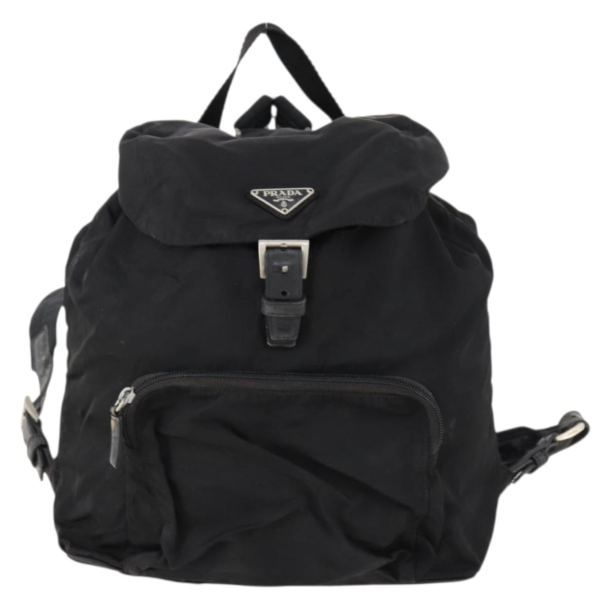 PRADA Backpack Nylon Silver Black Auth 172208